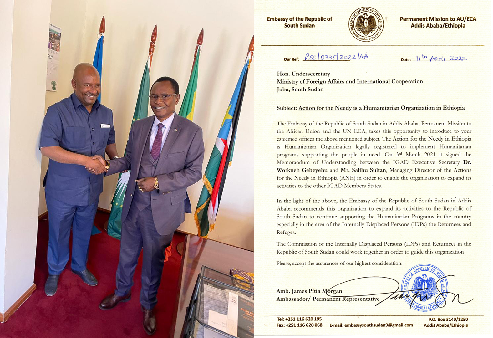 ANE Remarkable Courtesy Call Discussion held with Excellency Ambassador of Embassy of Republic of South Sudan in Ethiopia